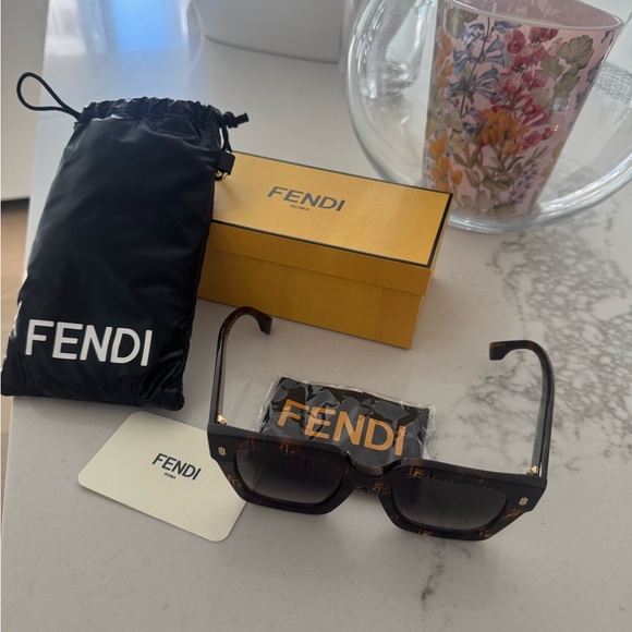 Fendi Tortoise Shell Sunglasses with Black Case